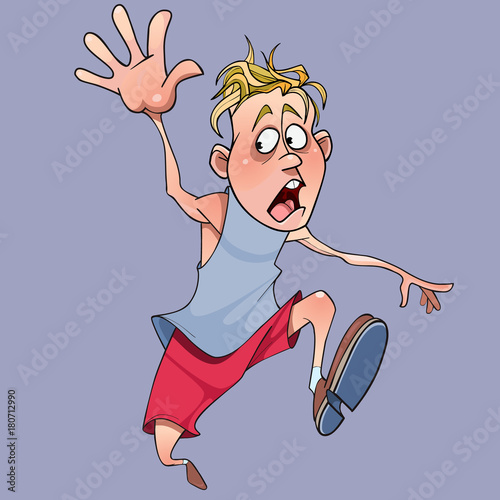 cartoon scared man running at a speed