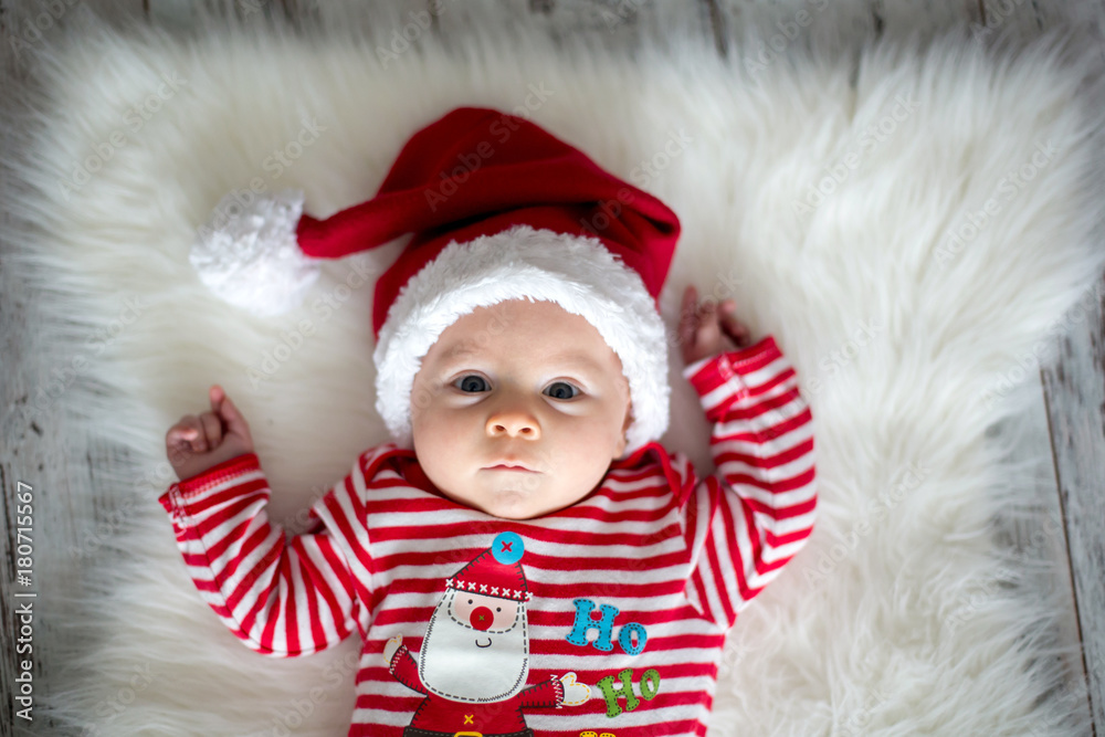 Christmas portrait of cute little newborn baby boy Christmas portrait of cute little newborn baby boy
