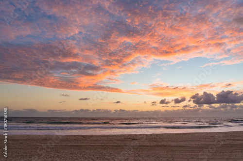 Picturesque ocean beach on sunrise  sunset