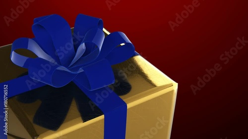 Christmas and New Year gift box looping on red background