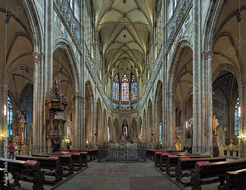 Interior of St. Vitus Cathedral in Prague  Czech Republic