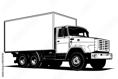 Vector truck outline template isolated on white