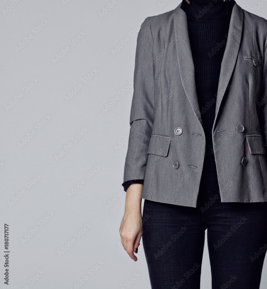 Grey blazer black turtleneck on sale