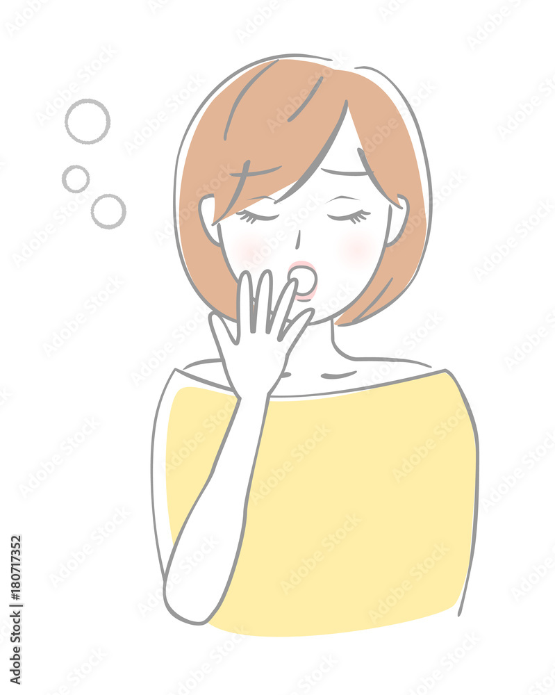 あくびをする女性 あくびをする女性