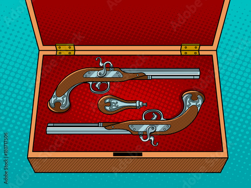 Vintage pistols pop art vector illustration