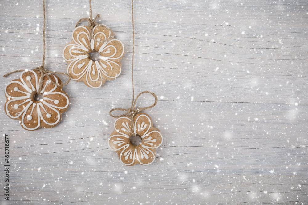 Gingerbread cookies on wooden background Gingerbread cookies on wooden background