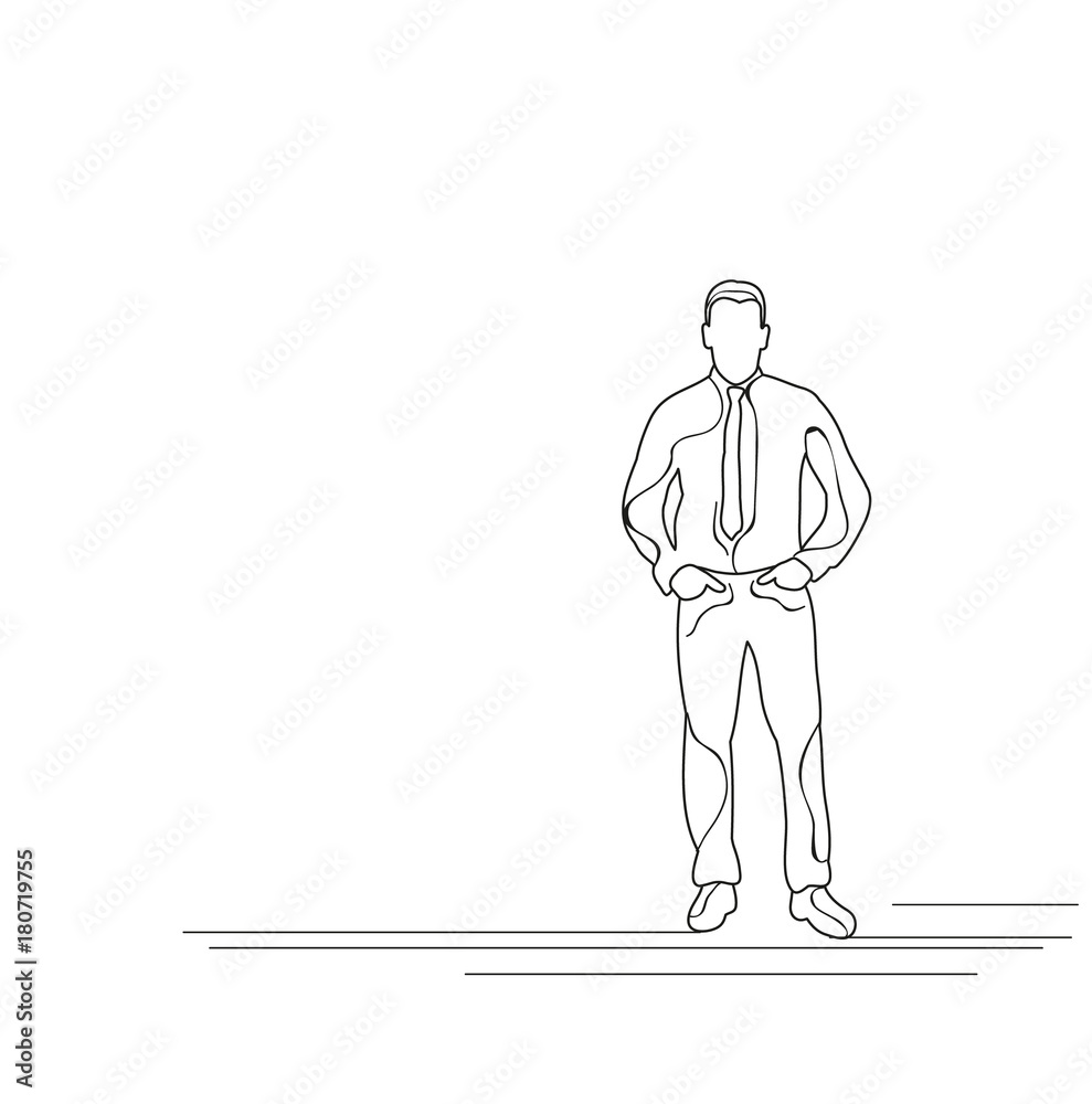 isolated sketch male business
