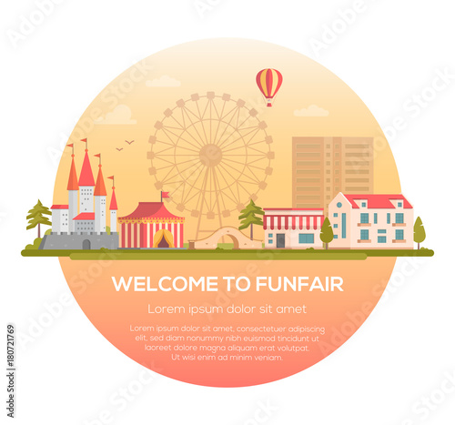Welcome to funfair - modern vector illustration