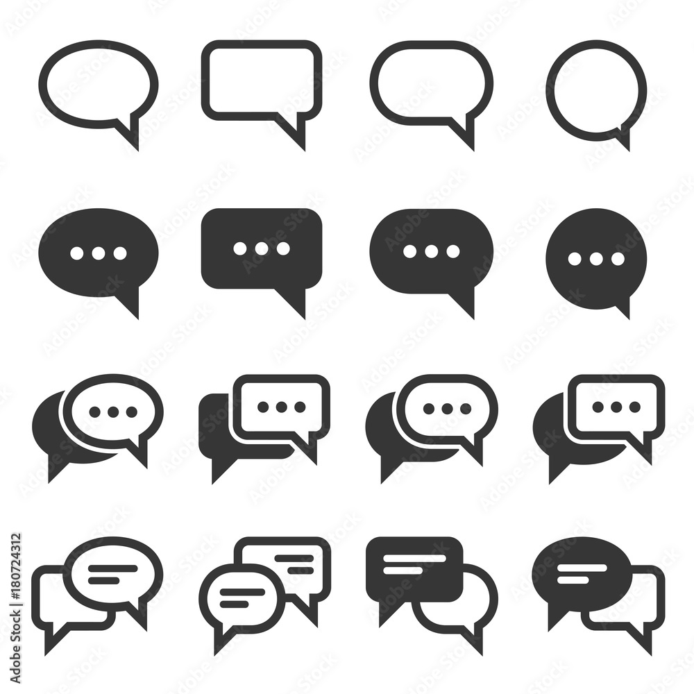 Chat and Speech Bubble Iicons Set on White Background. Vector Chat and Speech Bubble Iicons Set on White Background. Vector