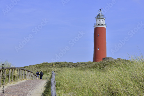 Red lighthouse on the island Texel, The Netherlands