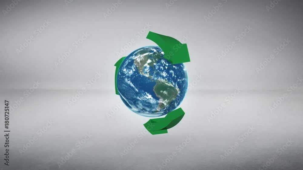 Recycle Earth loop animation on studio background - go green for a better environment concept Recycle Earth loop animation on studio background - go green for a better environment concept