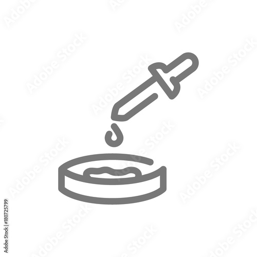 Simple petri dish of bacteria line icon. Symbol and sign vector illustration design. Isolated on white background