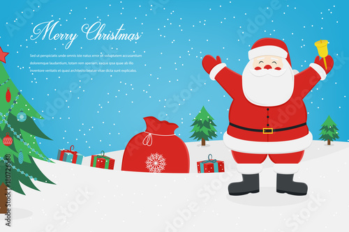 Christmas greeting card with Merry Christmas wishes. Vector 