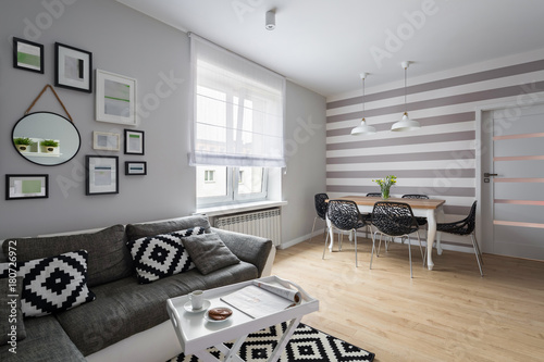 Home interior with gray sofa photo
