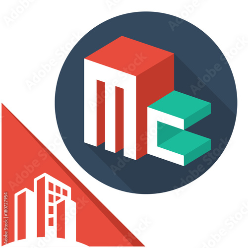 icon logo initials letters with isometric perspective style, with a combination of letters M & C