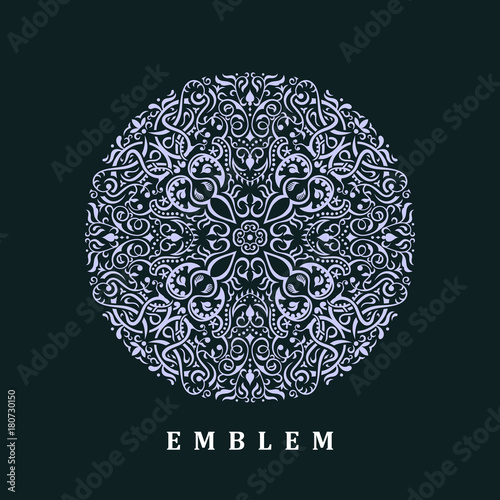 Vector calligraphic logo template. Luxury retro label