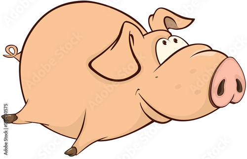 Illustration of a Cute Pig. Cartoon Character 