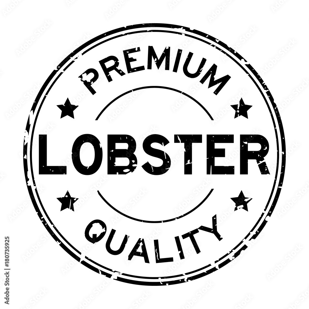 Grunge black premium quality lobster round rubber business seal stamp on white background