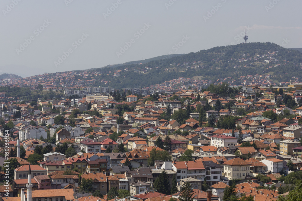 View from the top of sarajevo city in summer season
