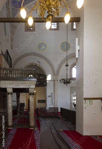 Interiors of the Gazi husrev-beg mosuqe in the city center. photo