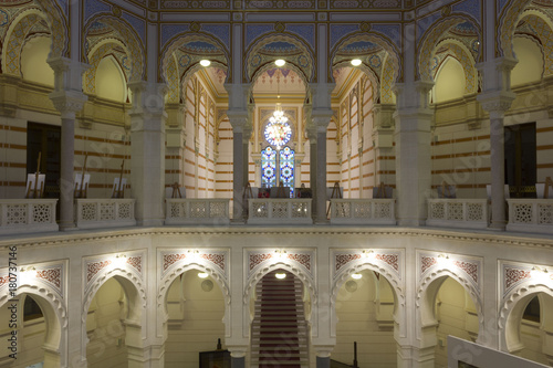 Interiors of the City Hall os Sarajevo in pseudo Moorish style, after the recontruction works