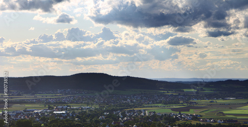 View from castle Wolfstein on Neumarkt in der Oberpfalz, Rittershof and Poelling