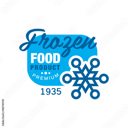Frozen food product premium since 1935, sticker with snowflake sign vector Illustration