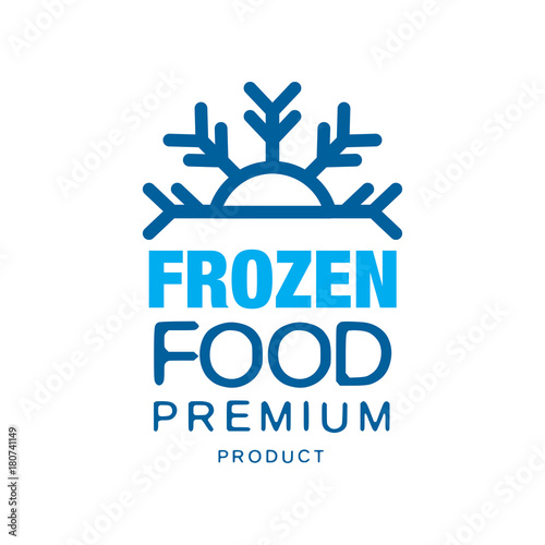 Frozen food premium product, label for freezing with snowflake vector Illustration
