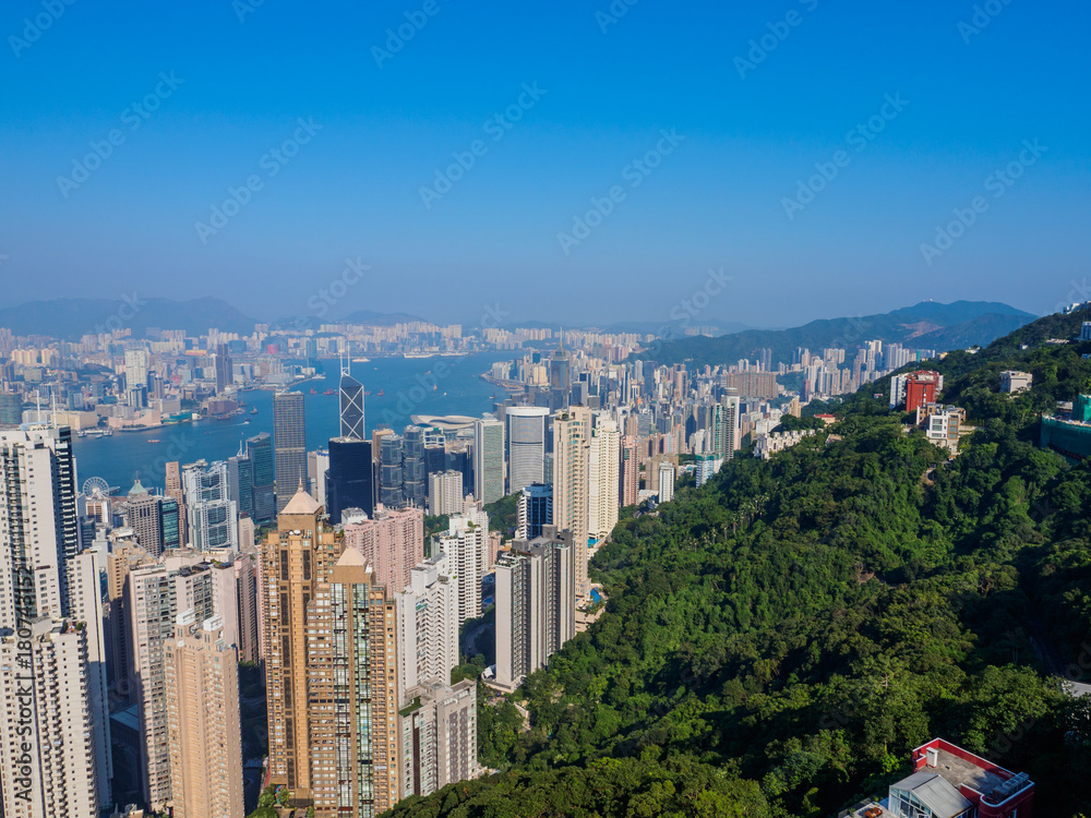 Fototapeta premium A view of Hong Kong from Victoria Peak.