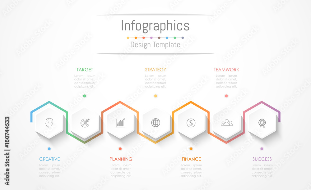 Infographic design elements for your business data with 7 options, parts, steps, timelines or processes. Vector Illustration. Infographic design elements for your business data with 7 options, parts, steps, timelines or processes. Vector Illustration.