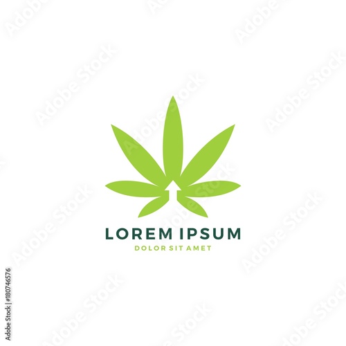 medical cannabis leaf up arrow hemp logo