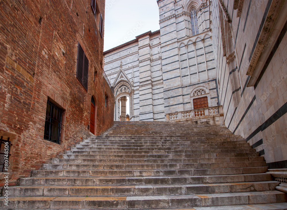 Siena. A staircase near the Cathedral of the Blessed Virgin.
