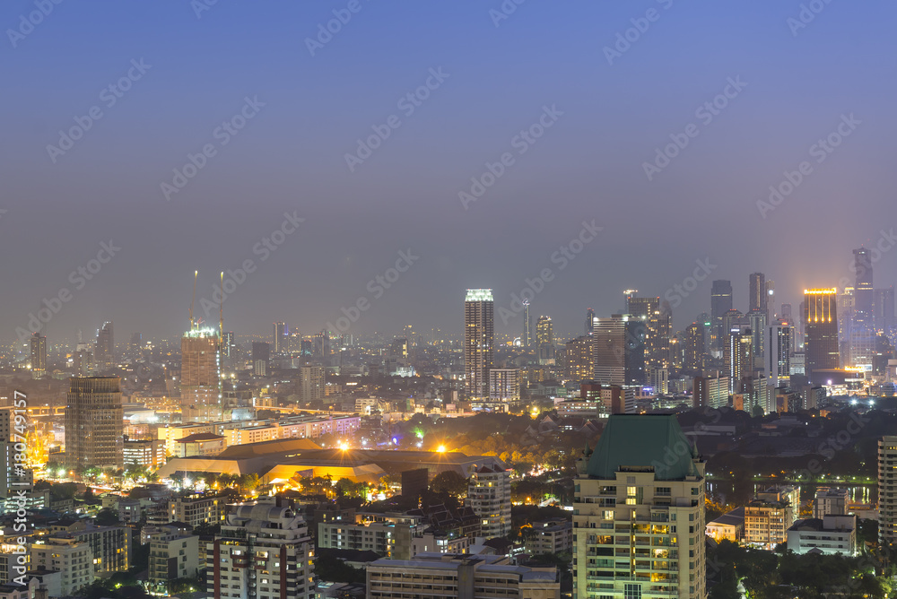 Beautiful sky and light on night in Bangkok. Beautiful sky and light on night in Bangkok.