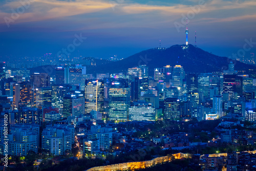 Seoul skyline in the night, South Korea.
