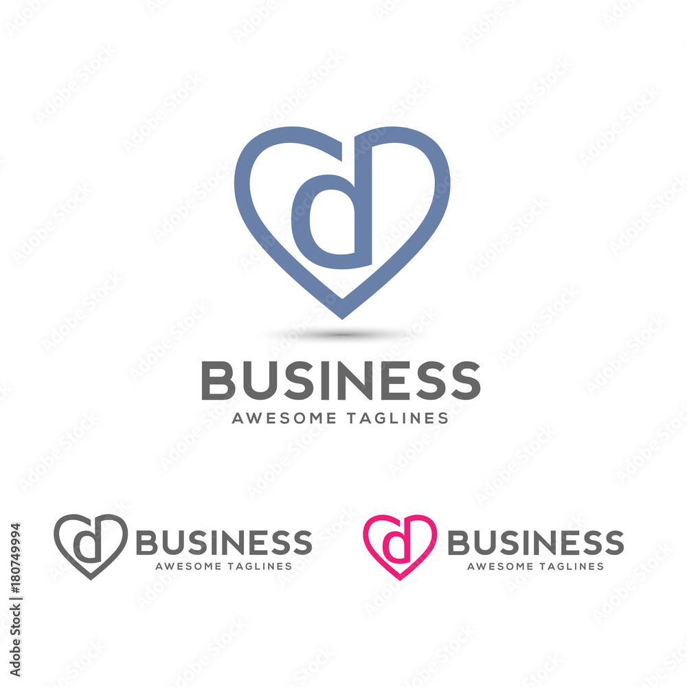 Letter d heart logo icon design template elements,elegant letter d with heart outlines logo vector Letter d heart logo icon design template elements,elegant letter d with heart outlines logo vector