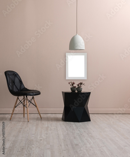 modern decorative home light wall project black stand and modern chair © UnitedPhotoStudio