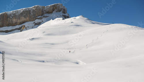 Freeride in the german alps. Beautiful winter landscape on a sunny day
