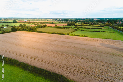 Luftaufnahme von Feldern im August