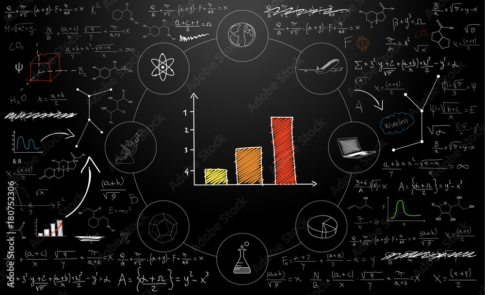 Fototapeta premium lavagna, formule, icone, sfondo