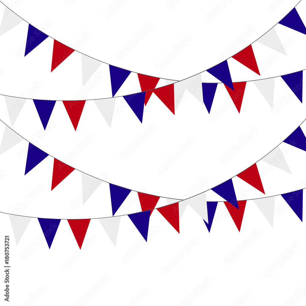 Festive bunting flags. Holiday decorations. Vector illustration.