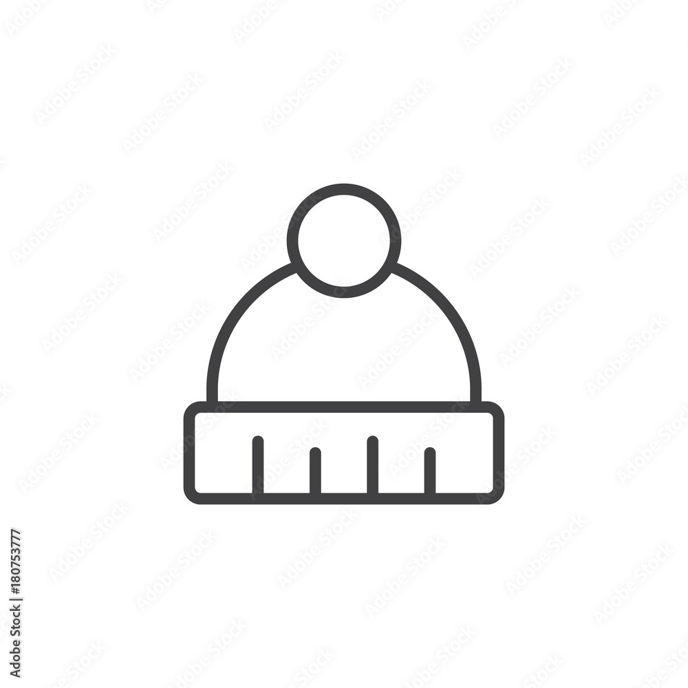 Winter hat line icon, outline vector sign, linear style pictogram isolated on white. Symbol, logo illustration. Editable stroke Winter hat line icon, outline vector sign, linear style pictogram isolated on white. Symbol, logo illustration. Editable stroke