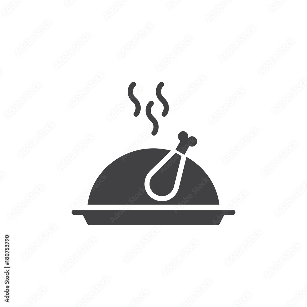 Christmas turkey food icon vector, filled flat sign, solid pictogram isolated on white. Roast chicken on tray symbol, logo illustration. Christmas turkey food icon vector, filled flat sign, solid pictogram isolated on white. Roast chicken on tray symbol, logo illustration.