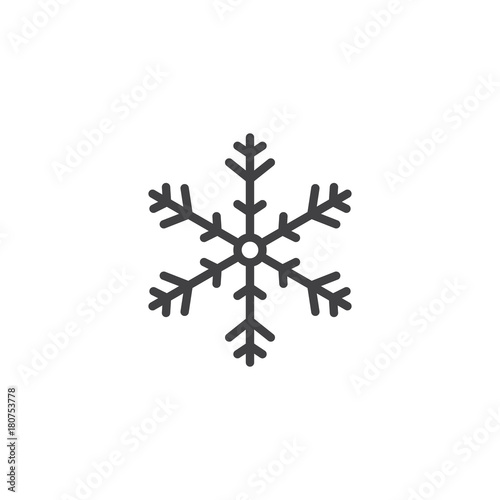 Snowflake line icon, outline vector sign, linear style pictogram isolated on white. Christmas decoration symbol, logo illustration. Editable stroke
