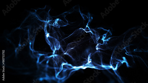 Blue abstract digital particles on black background with dots. High Definition abstract CGI motion backgrounds ideal for editing, led backdrops or broadcasting.