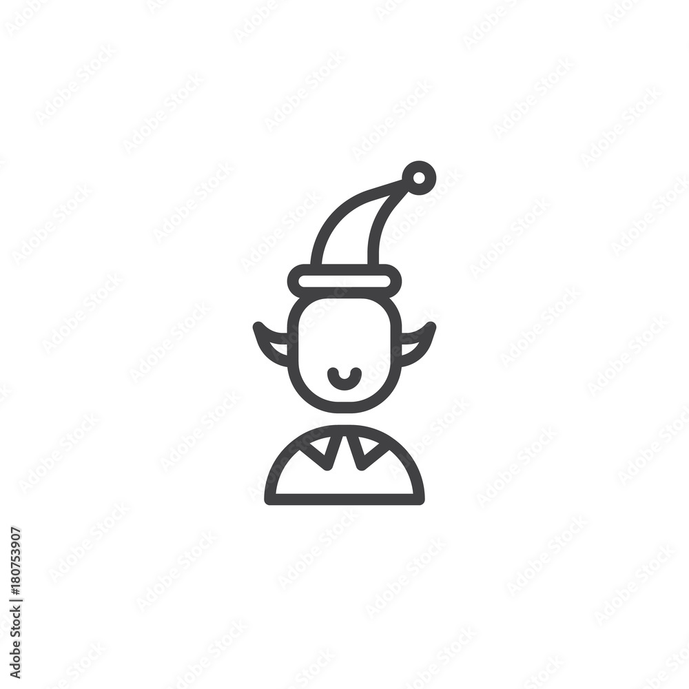 Elf line icon, outline vector sign, linear style pictogram isolated on white. Symbol, logo illustration. Editable stroke