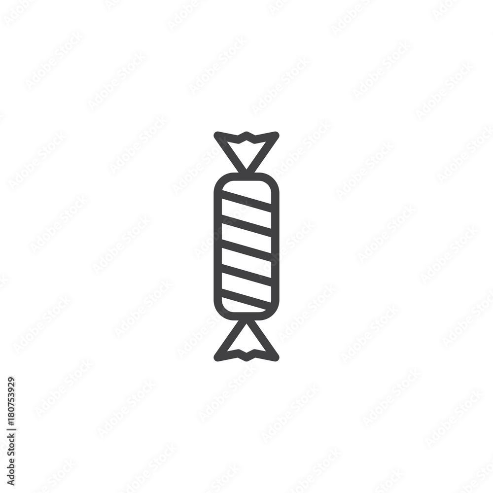 Christmas candy line icon, outline vector sign, linear style pictogram isolated on white. Symbol, logo illustration. Editable stroke