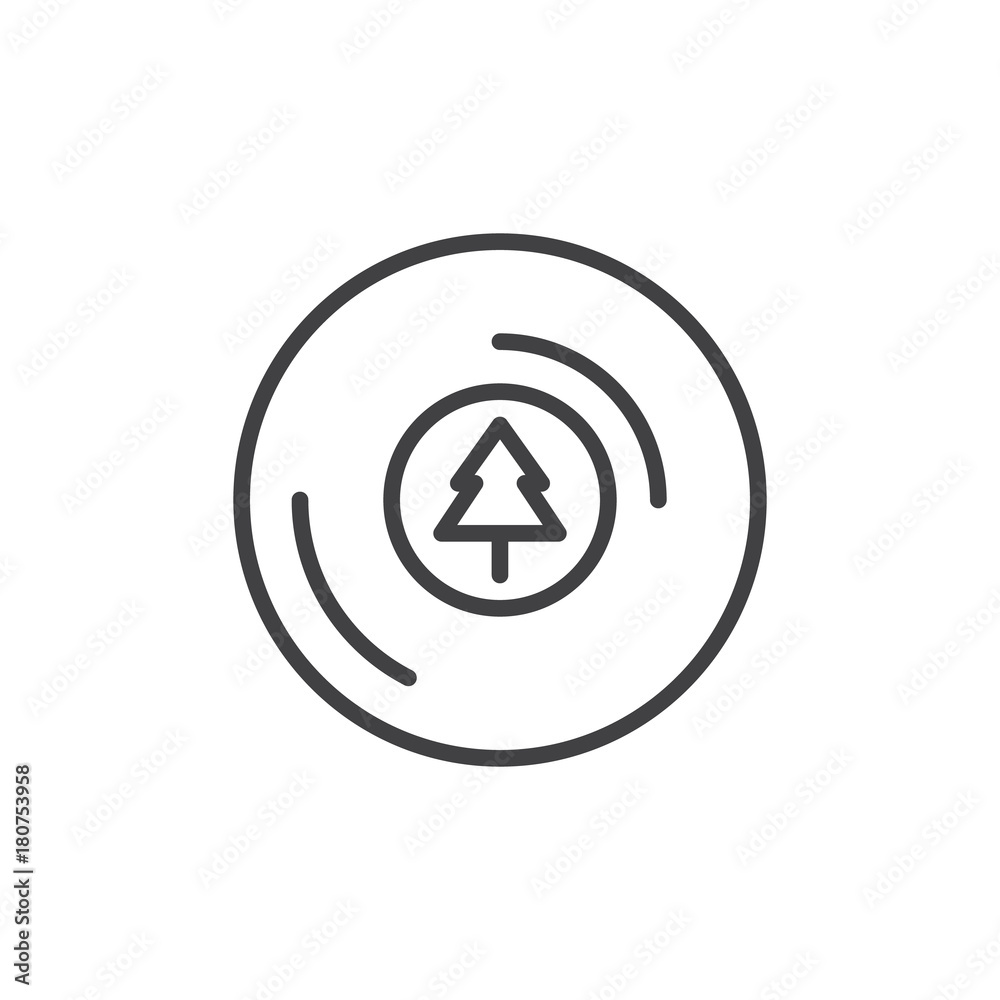 Vinyl record with Christmas music line icon, outline vector sign, linear style pictogram isolated on white. Symbol, logo illustration. Editable stroke Vinyl record with Christmas music line icon, outline vector sign, linear style pictogram isolated on white. Symbol, logo illustration. Editable stroke
