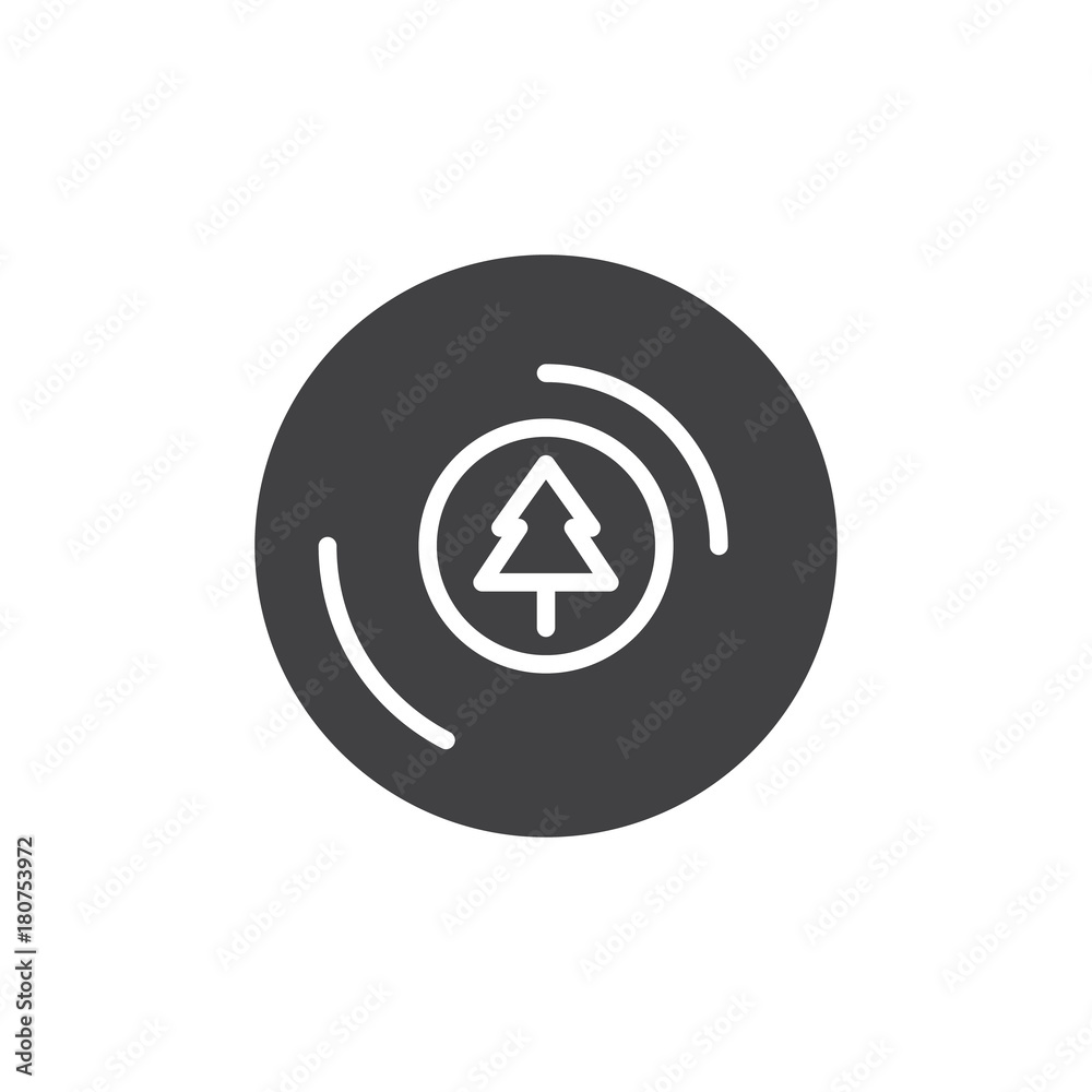 Fototapeta premium Vinyl record with Christmas music icon vector, filled flat sign, solid pictogram isolated on white. Symbol, logo illustration.