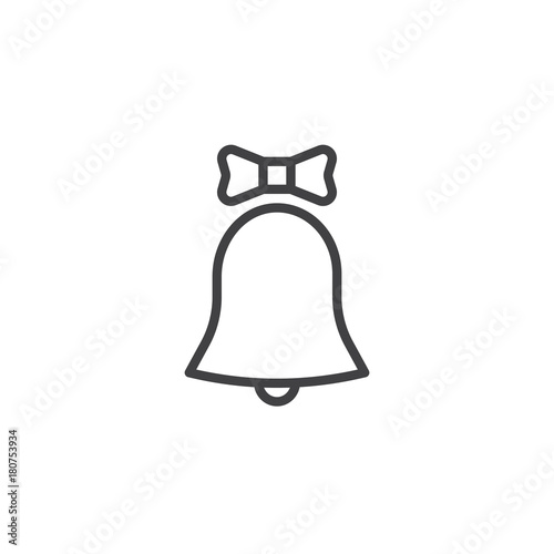 Christmas bell line icon, outline vector sign, linear style pictogram isolated on white. Symbol, logo illustration. Editable stroke
