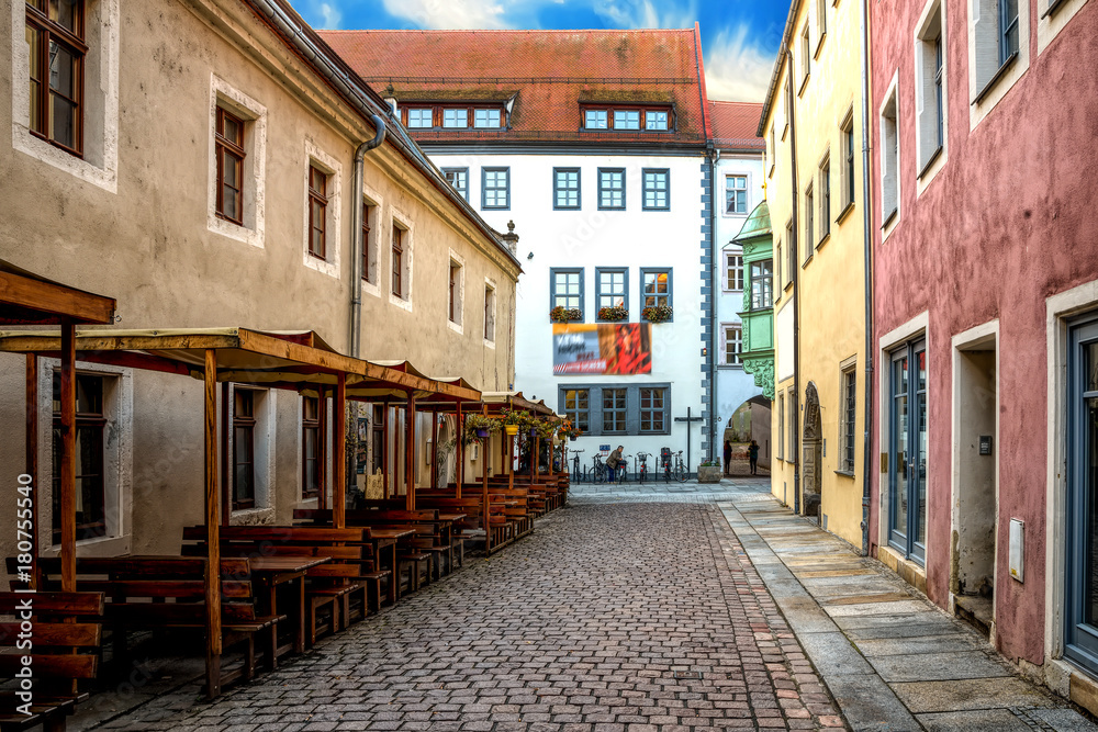 Ein liebenswertes Gässchen in der Altstadt von Pirna, Sachsen Ein liebenswertes Gässchen in der Altstadt von Pirna, Sachsen